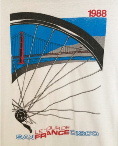 Vintage 1988 Le Tour De San Francisco Bicycle Bike Golden Gate Bridge ringer tee