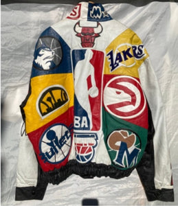 RARE 1 of 1 Vintage 90's NBA teams hand made leather jacket