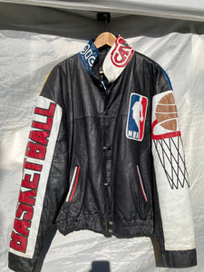 RARE 1 of 1 Vintage 90's NBA teams hand made leather jacket