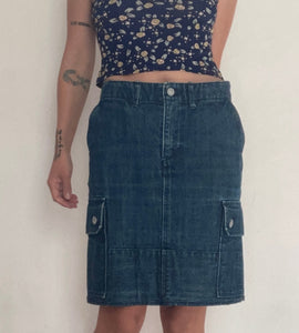 Vintage 27" Y2K EVISU DONNA made in Japan denim cargo skirt