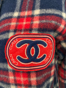 Vintage 80's bootleg CHANEL plaid wool coat