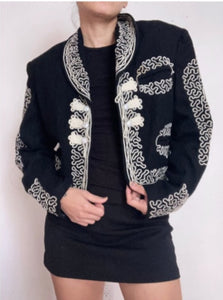 Vintage Mariachi embroidered wool cropped jacket