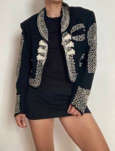 Vintage Mariachi embroidered wool cropped jacket