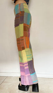 Vintage 30" low rise patchwork flare leg pants
