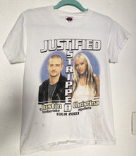 Load image into Gallery viewer, 2003 Vintage Justified Stripped Justin Timberlake Christina &nbsp;Aguilera tour tee