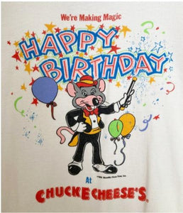 Vintage 1992 XS/S Chuck E Cheese baby tee