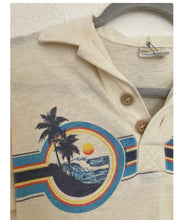 Load image into Gallery viewer, Vintage 80&#39;s beach print polo tee 50/50