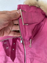 Load image into Gallery viewer, Vintage Y2K genuine leather Wilson pink faux fur jacket