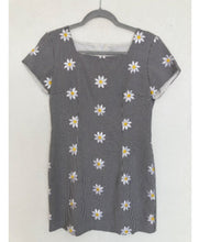 Load image into Gallery viewer, Vintage gingham daisy embroidered mini dress