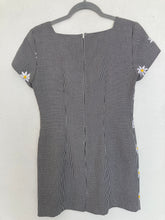 Load image into Gallery viewer, Vintage gingham daisy embroidered mini dress