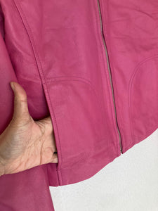 Vintage Y2K genuine leather Wilson pink faux fur jacket