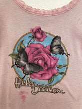 Load image into Gallery viewer, 3D emblem Vintage 1987  HARLEY DAVIDSON lace trim ribbed tank top pink