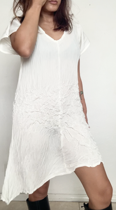 Y2K pleated wrinkled shift dress