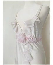 Load image into Gallery viewer, Vintage 80's 90's ruffle rose bud maxi dress