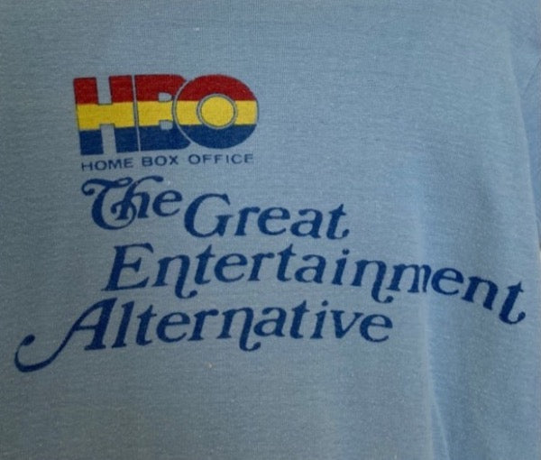 RARE Vintage 1977 HBO Entertainment Channel ribbed tee  50/50
