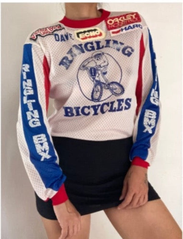 Vintage 80's BMX Ringling Bicycle racing long sleeves tee