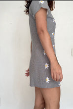 Load image into Gallery viewer, Vintage gingham daisy embroidered mini dress