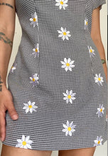 Load image into Gallery viewer, Vintage gingham daisy embroidered mini dress