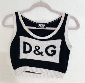 D&G Dolce and Gabbana Vintage logo knit crop top