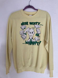 Vintage 90's Don't Worry Be Happy crewneck pullover jumper sweatshirt