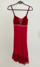 Load image into Gallery viewer, XS/S Y2K Vintage floral flower strap ruffle &nbsp;asymmetric hem midi dress