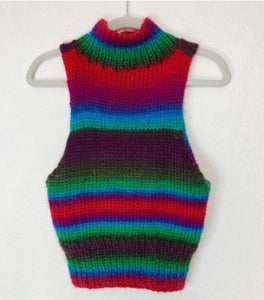 Vintage rainbow sleeveless knit top