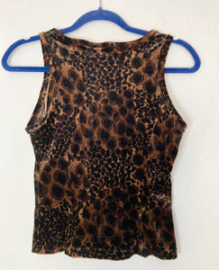 Vintage Y2K leopard print crushed velvet stretchy top