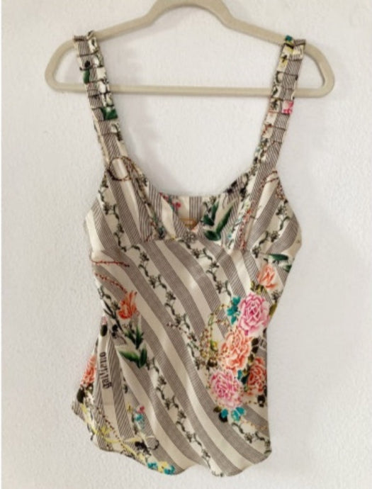 Vintage JOHN GALLIANO silk cami top all over print floral size 46