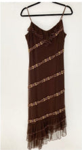 Load image into Gallery viewer, Vintage Y2K beaded ruffle asymmetic hem maxi slinky dress