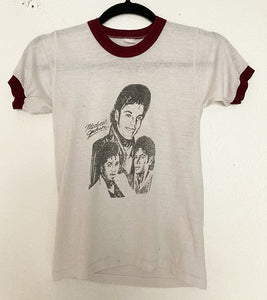 Vintage XS/S 80's Michael Jackson ringer tee tshirt 50/50