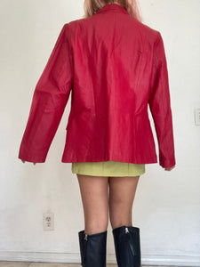 FREE SHIPPED Vintage Y2K red oversized leather jacket