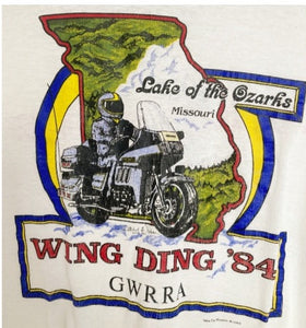 Vintage 1984 Wing Ding GWRRA Gold Wing Road Riders Association Honda bike  tshirt 50/50